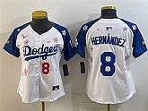 Women's Los Angeles Dodgers #8 Enrique Hernandez White Royal 2025 Tokyo Series Limited Stitched Jersey,baseball caps,new era cap wholesale,wholesale hats